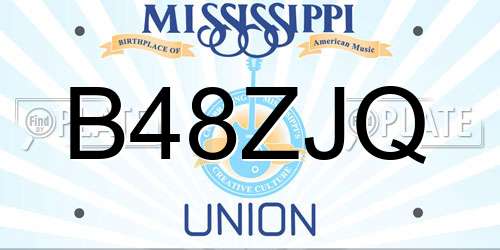 B48ZJQ Mississippi License Plate