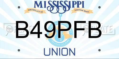 B49PFB Mississippi License Plate