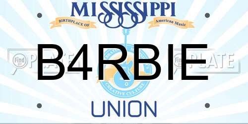 B4RBIE Mississippi License Plate