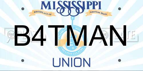 B4TMAN Mississippi License Plate