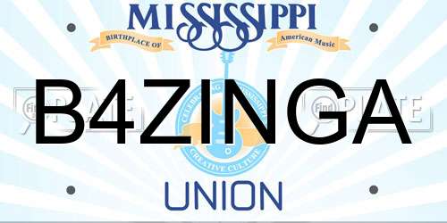 B4ZINGA Mississippi License Plate