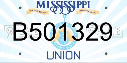 B501329 Mississippi License Plate
