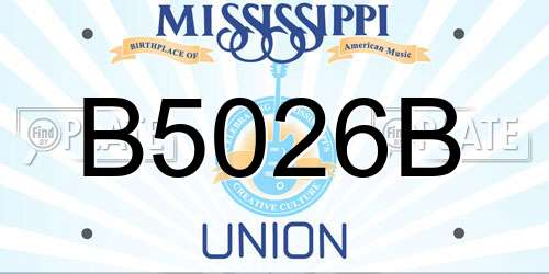 B5026B Mississippi License Plate
