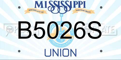 B5026S Mississippi License Plate