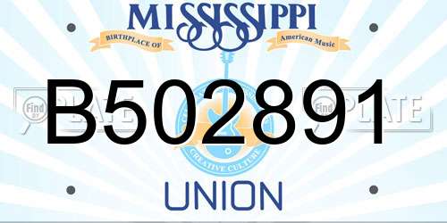 B502891 Mississippi License Plate
