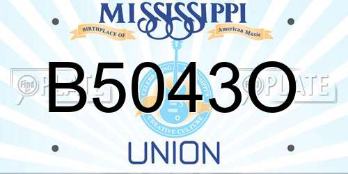 B5043O Mississippi License Plate