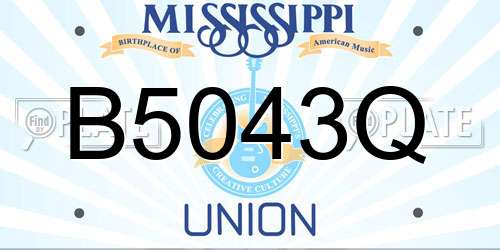 B5043Q Mississippi License Plate