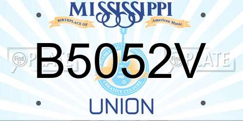 B5052V Mississippi License Plate