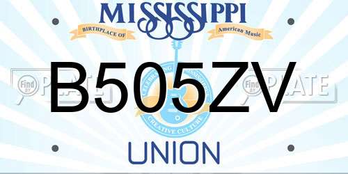 B505ZV Mississippi License Plate