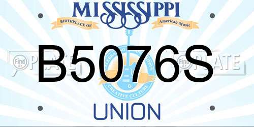 B5076S Mississippi License Plate