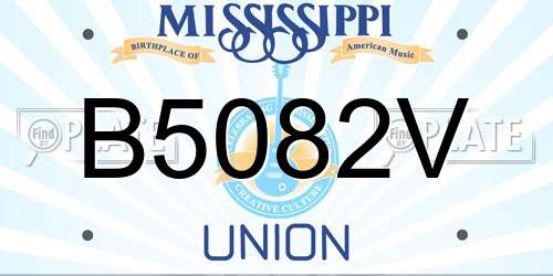 B5082V Mississippi License Plate