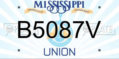 B5087V Mississippi License Plate