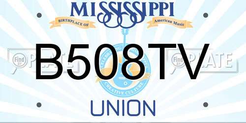 B508TV Mississippi License Plate