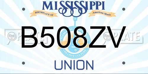 B508ZV Mississippi License Plate