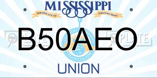 B50AEO Mississippi License Plate