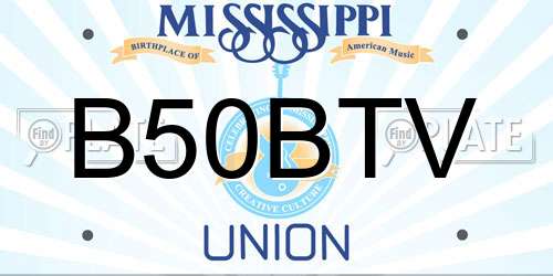 B50BTV Mississippi License Plate