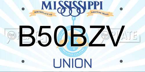 B50BZV Mississippi License Plate
