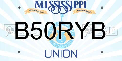 B50RYB Mississippi License Plate