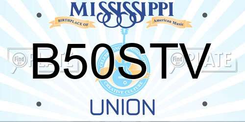 B50STV Mississippi License Plate