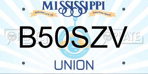 B50SZV Mississippi License Plate