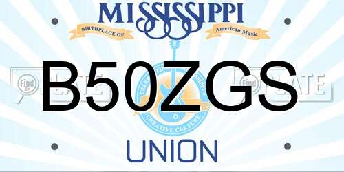 B50ZGS Mississippi License Plate