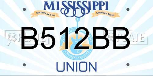 B512BB Mississippi License Plate