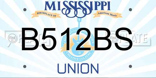 B512BS Mississippi License Plate
