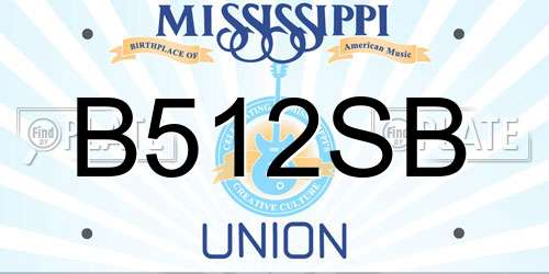 B512SB Mississippi License Plate