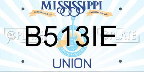 B513IE Mississippi License Plate