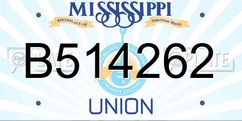 B514262 Mississippi License Plate