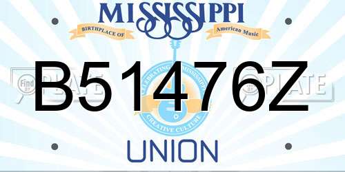 B51476Z Mississippi License Plate