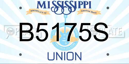 B5175S Mississippi License Plate