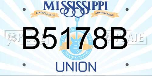 B5178B Mississippi License Plate