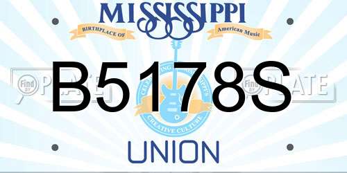 B5178S Mississippi License Plate