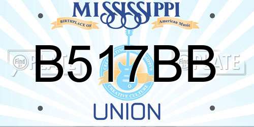 B517BB Mississippi License Plate