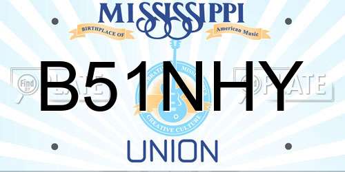 B51NHY Mississippi License Plate