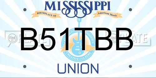 B51TBB Mississippi License Plate