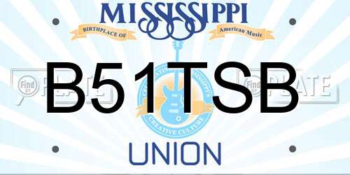 B51TSB Mississippi License Plate