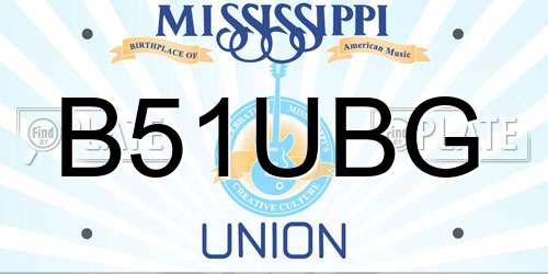 B51UBG Mississippi License Plate