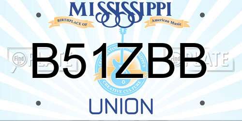 B51ZBB Mississippi License Plate
