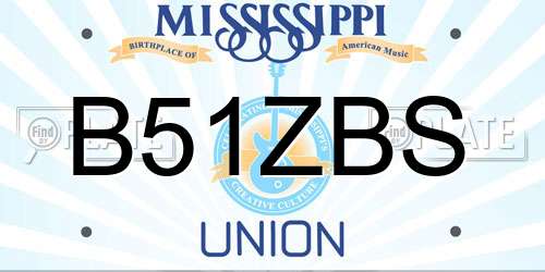 B51ZBS Mississippi License Plate
