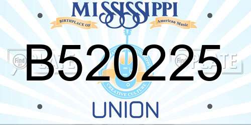 B520225 Mississippi License Plate