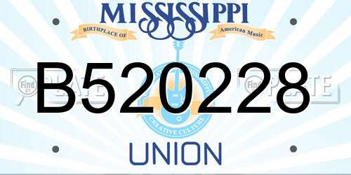 B520228 Mississippi License Plate