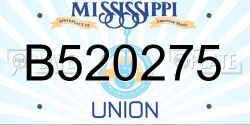 B520275 Mississippi License Plate