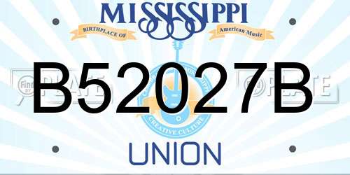 B52027B Mississippi License Plate