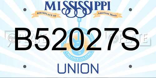 B52027S Mississippi License Plate