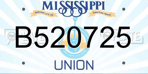 B520725 Mississippi License Plate