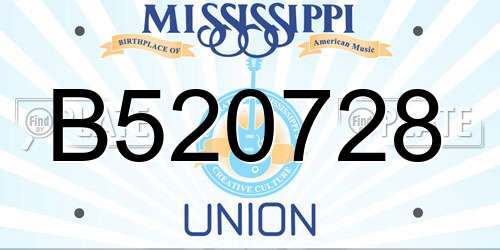 B520728 Mississippi License Plate