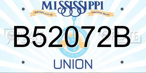 B52072B Mississippi License Plate