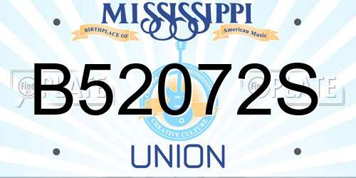B52072S Mississippi License Plate